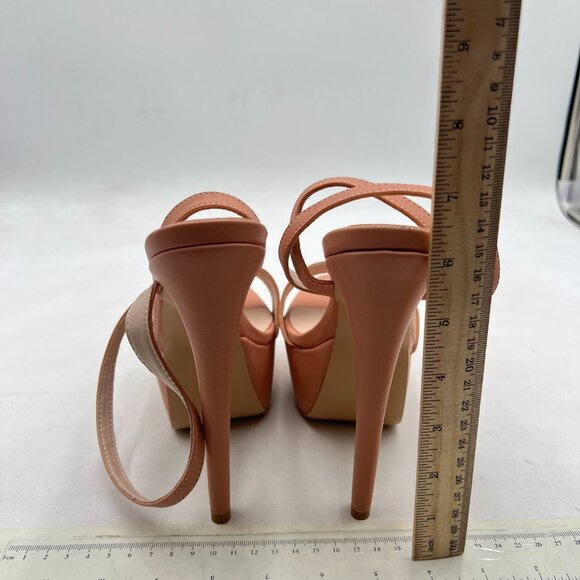 Pazzion Nude Stilettos Super High Heels Open Toe Platform Ankle Strap Sandals - Picture 5 of 8